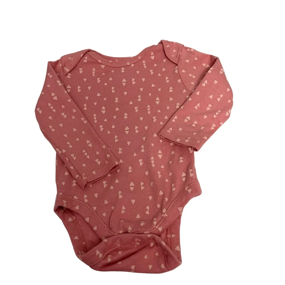 Old Navy Baby Girl‎ Long Sleeve Bodysuit Set 2PK Pink Geometric Solid 3-6M